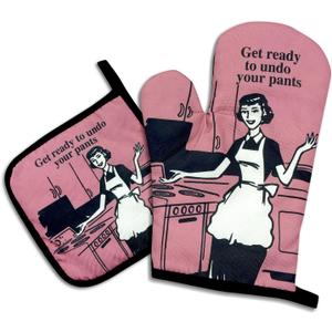 Get Ready to Undo Your Pants, Funny Oven Mitts and Pot Holders, Silicone Non-Slip Oven Mitts, Housewarming Gift Ideas, Cooking Baking BBQ Gifts