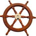 NauticalMart 18" Ships Wheel Wood & Brass Wheel Nautical Pirate's Steering Ship's Wheel Wall Hanging Ornament Decoration for Living Room & Office (18L" x 2W", Brown)