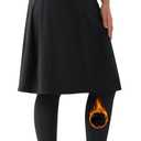 Beroy Women's Knee Length Skirt with Fleece Full Leggings Athletic Tennis Skorts Modest Skirted Legging Pockets (XX-Large)