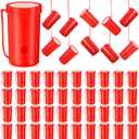 Jenaai 50 Pcs Mini Air Horn 3 Inch Noisemakers for Sporting Events Fun Stadium Loud Noise Maker Blow Horn Noise Whistle with Lanyard for Birthday Party Celebrations Goodie Bag(Red)