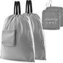2 Pcs Travel Laundry Bags, JHX Dirty Clothes OrganizerUpgradedwith Handles and Aluminum Carabiner, Collapsible Laundry Bag for Travel, Camp, Fitness, and StudentsGrey 24"L x 21"W