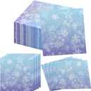 100 Pcs Bulk Snowflake Paper Napkins Gradient Blue and Purple 3 Ply Disposable Party Napkins for Guest Wonderland Party Hand Towel for Winter Birthday Supplies (9.84 x 9.84 Inches)