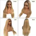 28 Inch Highlight Blonde Lace Front Wigs Human Hair 13x6 HD Transparent Glueless Wigs Human Hair for White Women Ombre Brown with Bleach Blonde Straight Lace Frontal Wig Pre Plucked 180% Density