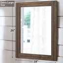 AAZZKANG Rustic Wood Mirror Rectangle Decorative Wall Hanging Mirrors with Frame Large 26"x18" for Bedroom Living Room Bathroom Home Entryway