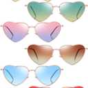 Frienda 6 Pairs Heart Shaped Sunglasses Vintage Heart Frame Multicolor Metal Retro Glasses Women Sunglasses