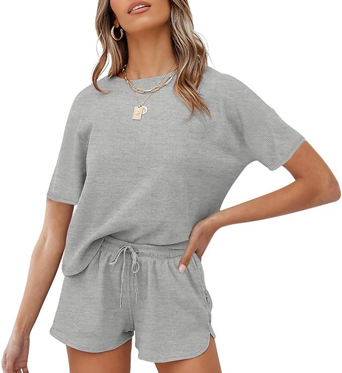 Sampeel Womens 2 Piece Sets 3/4 Sleeve Oversized Tops Lounge Sets Loungewear Business Casual Summer Outfits Workout, Size S