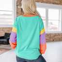 miduo Womens Long Sleeve Tops Color Block Stitching Casual Loose Fit Crew Neck Shirts Blouses (XXL)