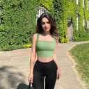 OQQ Women's 3 Piece Tank Tops Strappy Sleeveless Square Neck Stretch Tee Shirts Crop Camis (S)