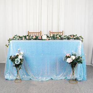 ShiDianYi Iridescent Blue Tablecloth 90X132 Inch, Sequin Tablecloth Rectangle, Mermaid Table Cloth, Shimmer Talbe Cover for Party,Birthday,Weddings Decor