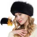 Loritta Womens Winter Headbands Faux Fur Headband Elastic Ear Warmers Furry Ear Muffs,Black (Black)