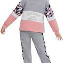 PATPAT Little Girls Clothes Crew Neck Leopard Color Block Sweatshirt and Leggings Girls Outfits, Size: 5-6 Years