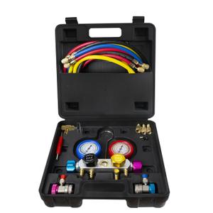 BACOENG AC Manifold Gauge Set for R134A R410A R22, HVAC Gauges with Hoses, 4 Way AutomotiveAir Conditioner Refrigerant Recharge Kit