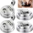Baderke 4 Pcs Stainless Steel Mason Jar Pour Spout Lid for Wide Mouth Mason Jars, Rust Proof Leak Proof Seal Cover fit Home Tea, Milk, Juice Drinks Airtight Turns your Container into Pitcher