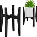 Rnined Plant Stand Indoor, Bamboo Plant Shelf, Adjustable Corner Plants Flower Holders Single Floor Plant Stand, Fits 8 to 12 Inches Pots,(Pot & Plant Not Included)(Black)