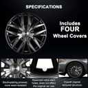 16-Inch ABS Hubcaps with Steel Rings & Adjusters, Patented Design, Universal Fit, Set of 4 Wheel Covers (Black-Gunmetal Grey)