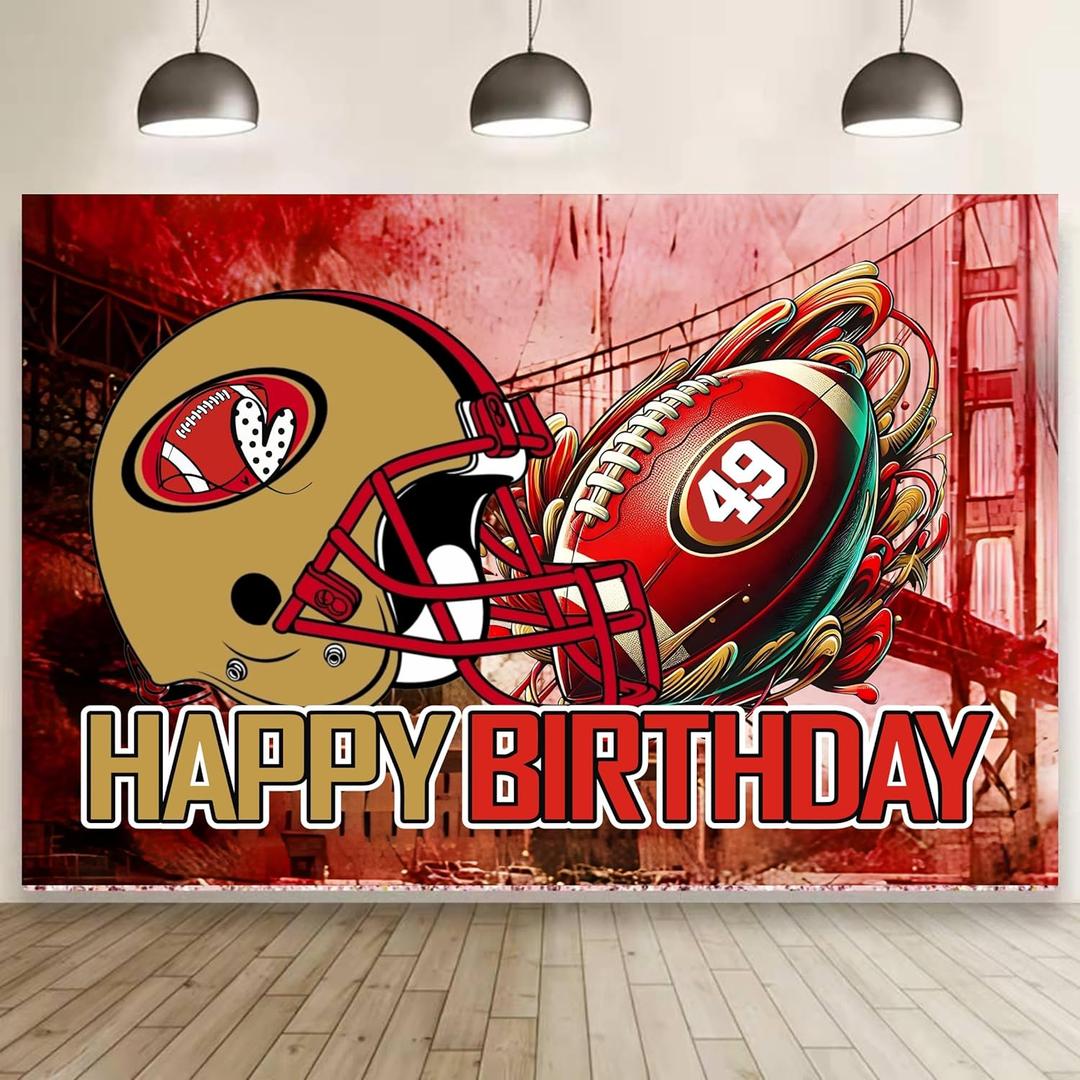 49 Birthday Party Backdrop,Football Party Decoration,49 Football Themed Birthday Banner Shoot Photo Backgrounds Props for Party 5x3ft.