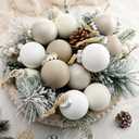 12 Pcs Neutral Textured Christmas Ball Ornaments 2.4 Inch Rustic Matte Cream Ivory White Taupe Xmas Baubles Antique Farmhouse Xmas Tree Decorations Modern Christmas Home Decor for Tree Holiday