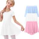 3 Pack Girls' Ballet Skirts | Dance, Wrap, Toddler, Kids, Ballerina, Chiffon, Elastic Waist, Dancewear, for 2-12 Years, Soft, Stretchy