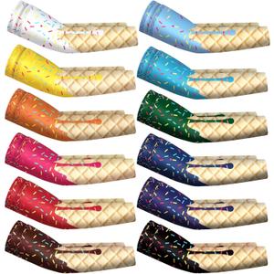 Newcotte 12 Pairs Arm Sleeves for Kids Compression Football Baseball Arm Sleeve Youth UV Protection Breathable Cooling Sleeve