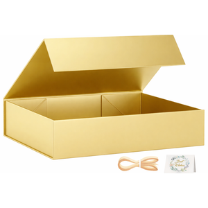 Gift Boxes with Lids, 11.5x7.8x3 In Black Gift Box for Presents Magnetic Closure for T-Shirts, Gloves, Scarves, Books, Baby Clothes, Robes Clothing Gift Wrap, Contains Card, Ribbon