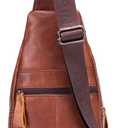 Hebetag Leather Sling Bag Hiking Daypack for Men Women Outdoor Travel Camping Fishing Crossbody Shoulder Chest Pack Backpack
