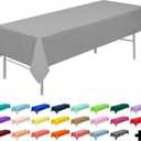 PARTY ULYJA Silver Tablecloths Plastic 3-Pack Premium 54 Inches x 108 Inches Disposable Table Covers Decorative Table Cloths for Rectangle Tables