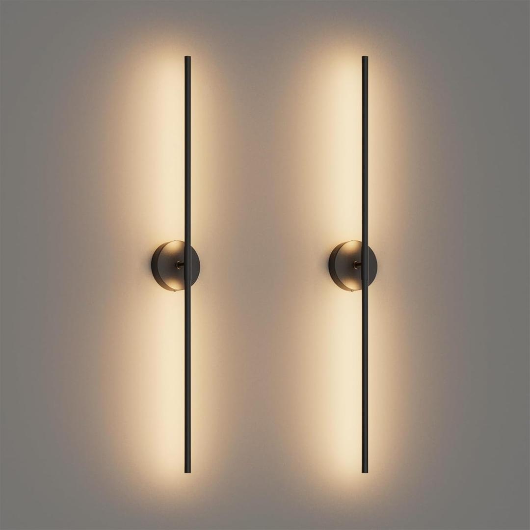 Modern Wall Sconces Set of Two 3000K 40In Hardwired Black Bathroom Sconce Vanity Light Bar 360 Rotate Warm Light for Bedroom Bathroom