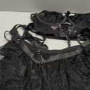 Mixxmix Sexy Garter Lingerie for Women Underwire Bra and Skirt Set with Panty Mini Lace Up Teddy Lace Rave Outfit Black M