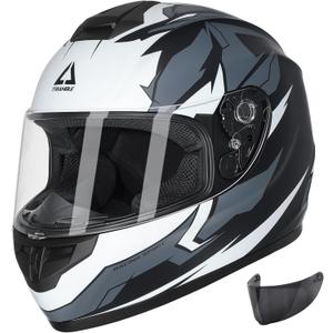 TRIANGLE Motorcycle Helmets Full Face Motorcycle Helmet for Men & Women with Tinted and Clear Visor Meet Dot Approved (Medium, Gray Black)