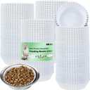 meekoo 600 Pcs Large Pet Disposable Feeding Bowls Liner Bulk Cat Food Bowls Small Paper Dish Paper Liner for Small Dogs Cats Dish Wet Food Feeding Station(White,Classic)