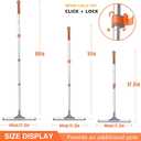 Eazer Floor Squeegee Broom: Heavy Duty Scrubber with Extendable 60'' Aluminum Pole and Rubber Blade for Kitchen, Swimming Pool, Concrete Floors,Shower,Tiles,Garages,Windows,Glass,Pet Hair Removal