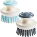 Dish Scrub Brush,Ergonomic Grip Palm Brush,Kitchen Scrub Brushes for Cleaning, Dish Scrubber with Stiff Bristles for Sink, Pots, Pans2 Pack (Grey Blue)