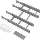 SpaceAid Bamboo Drawer Dividers with Inserts and Labels, Kitchen Adjustable Drawer Organizers, Expandable Organization for Home, Office, Dressers, 4 Dividers with 9 Inserts (17"-22" Gray)