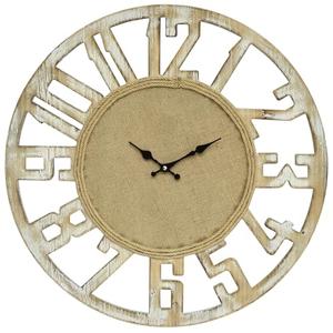 24 Inch Wooden Farmhouse Wall Clock Battery Operated, Silent Large with Rope Accents Rustic Home Decor Non-Ticking Quartz Movement Easy to Read Clock for Living Room, Kitchen, or Bedroom