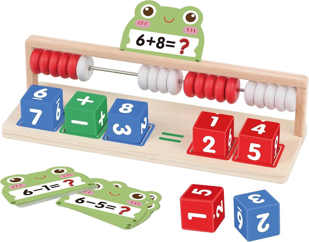 Wooden Math Learning Toys, Number Blocks Toys, Abacus for Kids Math,Montessori Toys for 3-5 Year Old Boys Girls Birthday Gifts