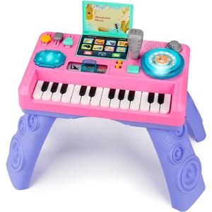Baby DJ Table for Toddlers 1-3 with Music & Light, Musical Baby Piano Toys 6-9-12-18 Months Toddler Activity Table Music Instruments Learning Toys for 1 Year Old Girl First Birthday Gifts Age 0-2