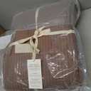 EVERGRACE Velvet Quilt Set Full Queen Size, Luxurious Soft Striped Channel Bedding Set, Lightweight Velvet Comforter for All Season, Oversized Bedspread Coverlet with 2 Matching Shams, Terracotta Clay