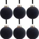 6 Pcs Velvet Christmas Balls Bulk Shatterproof Plastic Christmas Tree Decorations for Decorative Hanging Baubles (6, Black, 3.94Inch)
