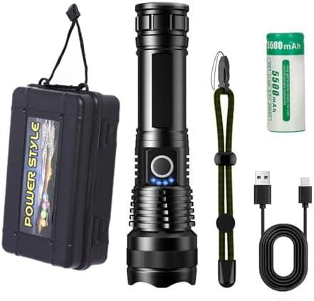 Yttrtitan 2025 Ultimate Survival Flashlight, Rechargeable LED Waterproof Flashlights 90,000 High Lumens with 5 Modes for Emergency Security Home Camping Hiking