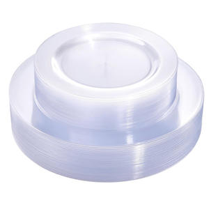 FLOWERCAT 60PCS White Plastic Plates - Heavy Duty White Disposable Plates for Easter Party/Wedding -serve for 30 guests Include 30PCS 10.25" & 30PCS 7.5" Plates for Party