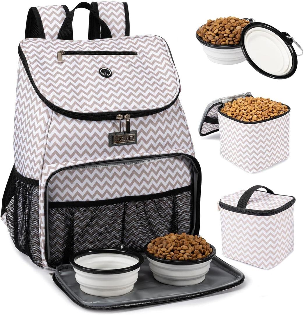 BAGLHERDog Travel Bag, Airline Approved Pet Supplies Backpack, Dog Travel Backpack with 2 Silicone Collapsible Bowls and 2 Food Baskets