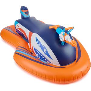 Nerf Super Soaker Stormforce Ride-On Racer – Inflatable Pool Float with Pool-Fed Mega Water Blaster