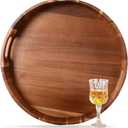 Extra Large 20" Acacia Wood Tray with Handles - Wooden Serving Tray for Ottoman, Coffee Table, Charcuterie, Bed & Breakfast - Rustic Modern Style