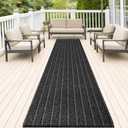 Outside Entrance Runner Rug 32" x 120", Dirt Trapping Outdoor Door Mat, Non Slip, Water Proof, Heavy Duty Commercial Rug for Patio,Garage, Traffic Area, Office, Roll Packing (Black)
