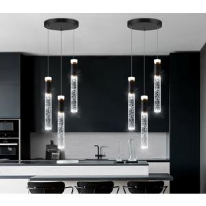 Mini Chandelier for Kitchen Island Modern Crystal Pendant Lighting LED Dining Room Hanging Lights Cylinder Drop Lights Ceiling Lighting Fixture Kitchen Sink Bedroom Bathroom 2700K 6000K