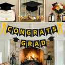 4 x Graduation Decorations 2026, Congrats Grad Banner with Ribbon Bows Black and Gold Graduation Party Decorations, Congratulation Class of 2026 Banner for Home School College Graduation