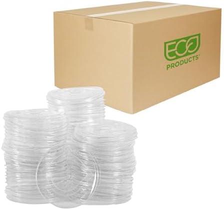 Eco-Products GreenStripe Compostable Paper Cup Flat Lids, Case of 1000, Fits 9-22oz Cups, Made From PLA Renewable Plant Based Plastic, ASTM Compliant, BPI-Certified