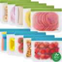 2 x Reusable Freezer Bags - 10 Pack Reusable Sandwich Bags BPA Free, Leakproof, Extra Thick | Food Storage Bags for Freezer, Meal Prep, Travel, Kitchen, Salad & Marinate