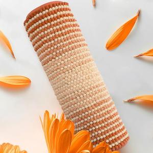 BSICPRO Bath Mat, Non Slip 20 x 32 Inches Water Absorbent Chenille Bathroom Floor Mat Machine Washable (Pumpkin Orange and Cream)