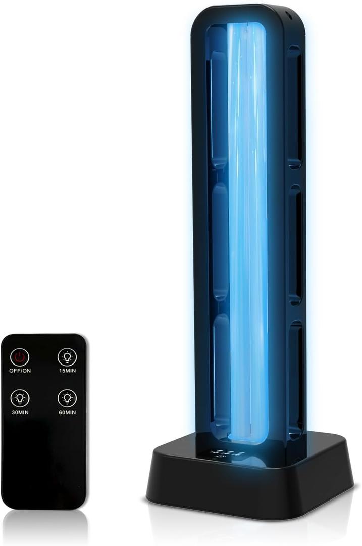 39W UV Light Sanitizer with Remote Control and 3 Timers  Ozone Free Home Disinfection Device, Kills Germs, Viruses, Mold and Dust Mites  Whole Room Ultraviolet Light for Home and Office (Black)